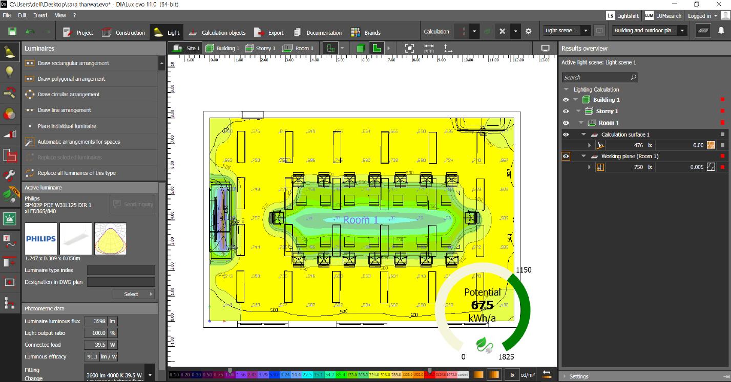 Meeting room Lighting Calculation Using Dialux-6