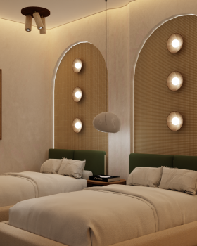 3D Rendering of a hotel room