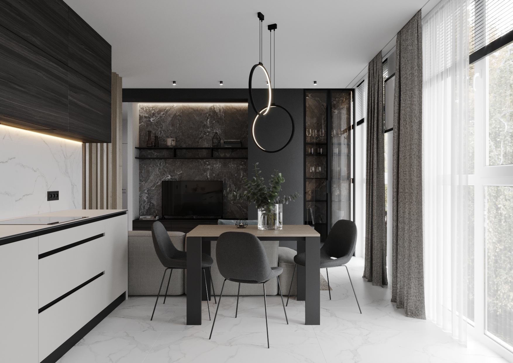 年轻家庭的单色空间公寓设计-8