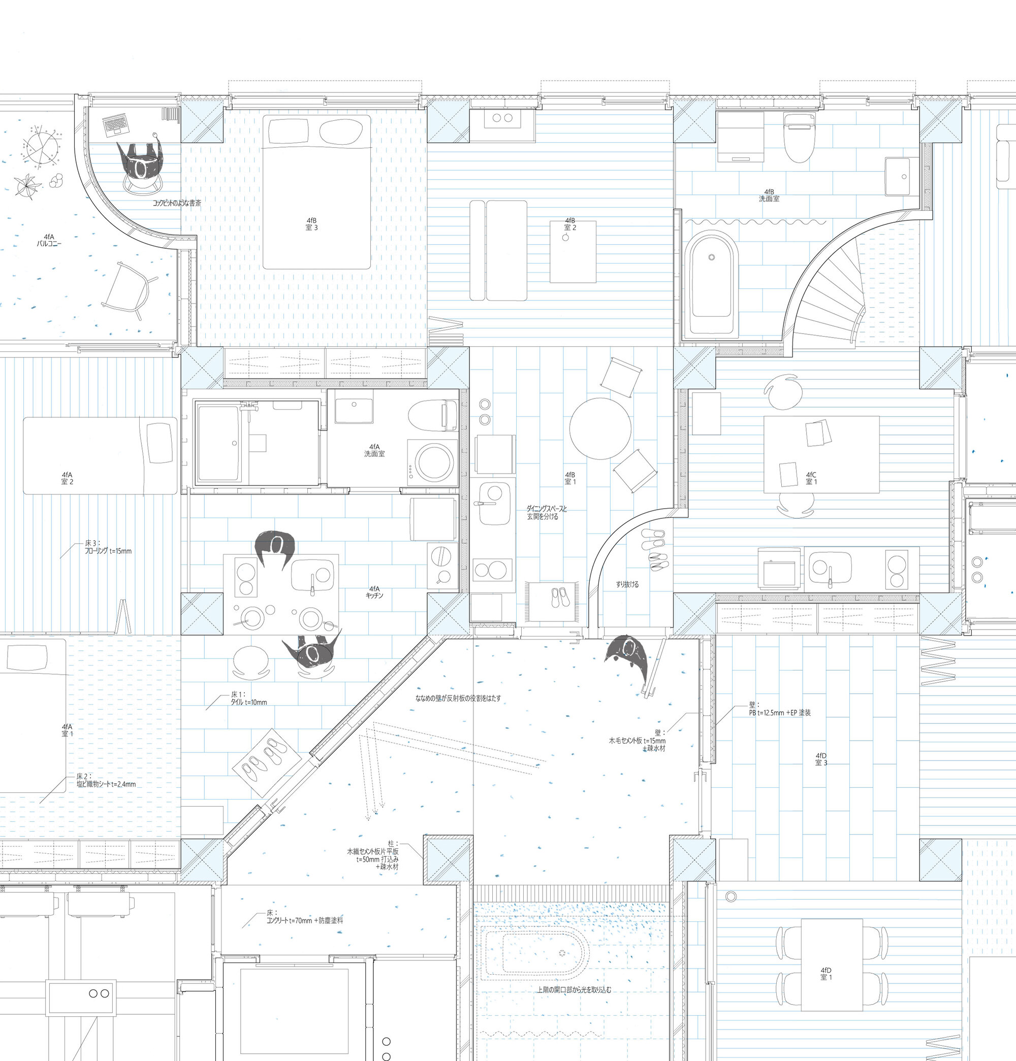 三日月坂公寓丨日本东京丨Hiroyuki Ito Architects-13
