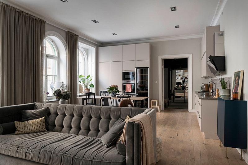 斯德哥尔摩优雅弧形窗公寓设计-4
