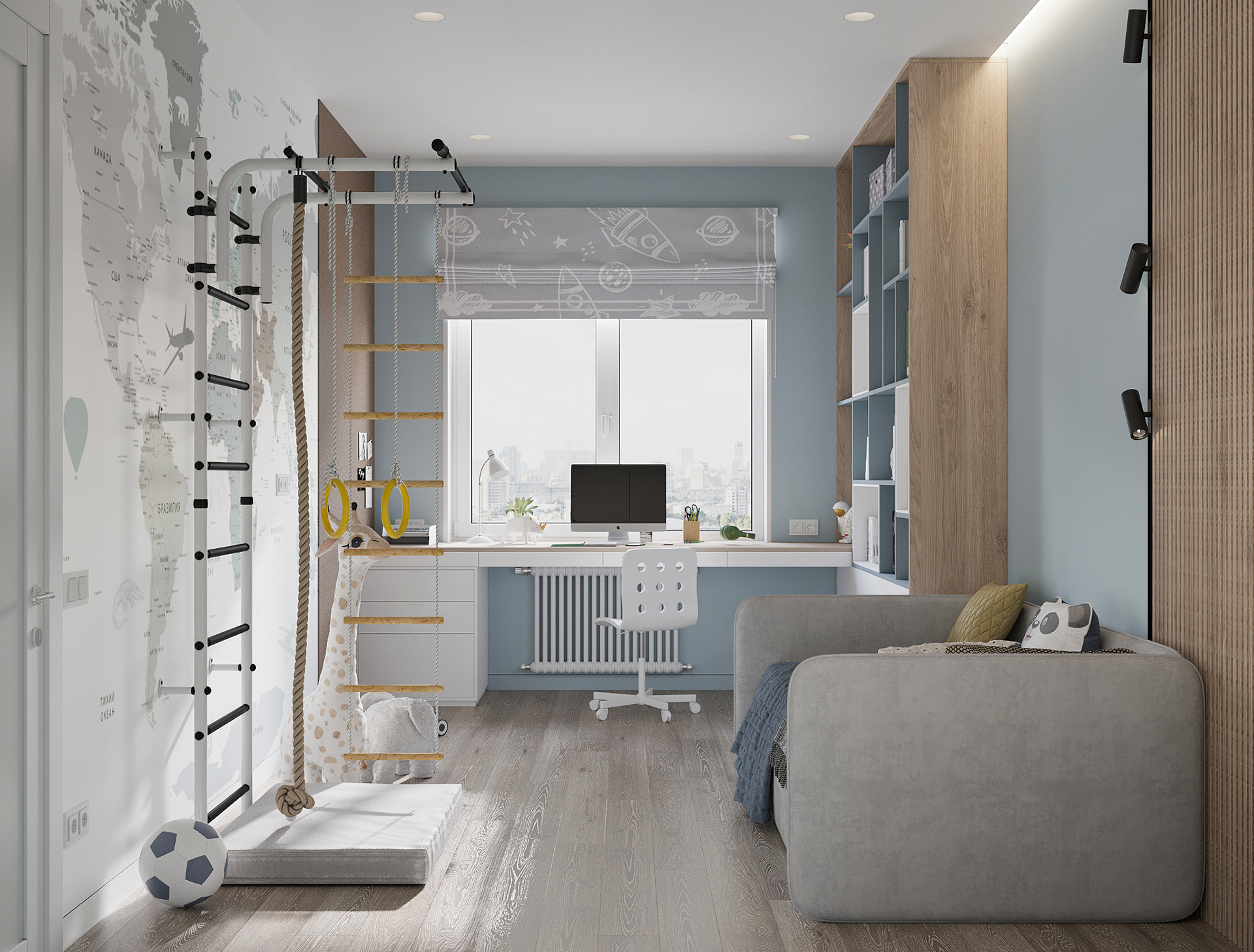 Childroom in blue colors-3