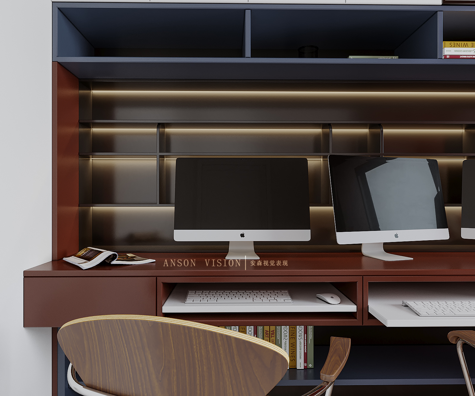 简约时尚的红蓝白小户型住宅设计-5