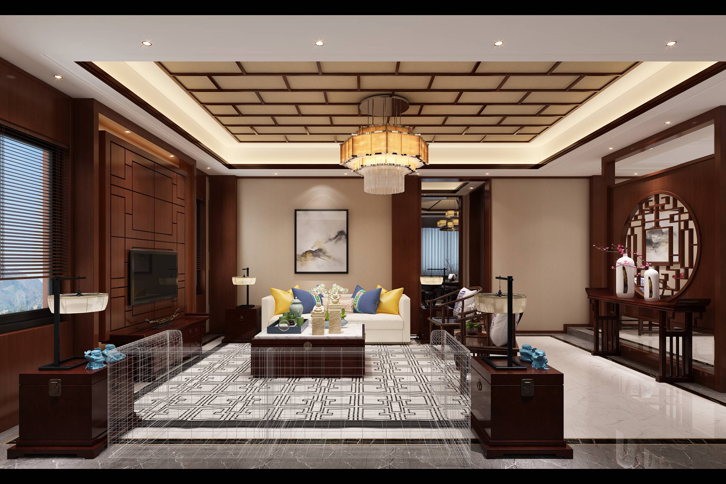 新中式 中式古典 奢华家装别墅样板房-12-12