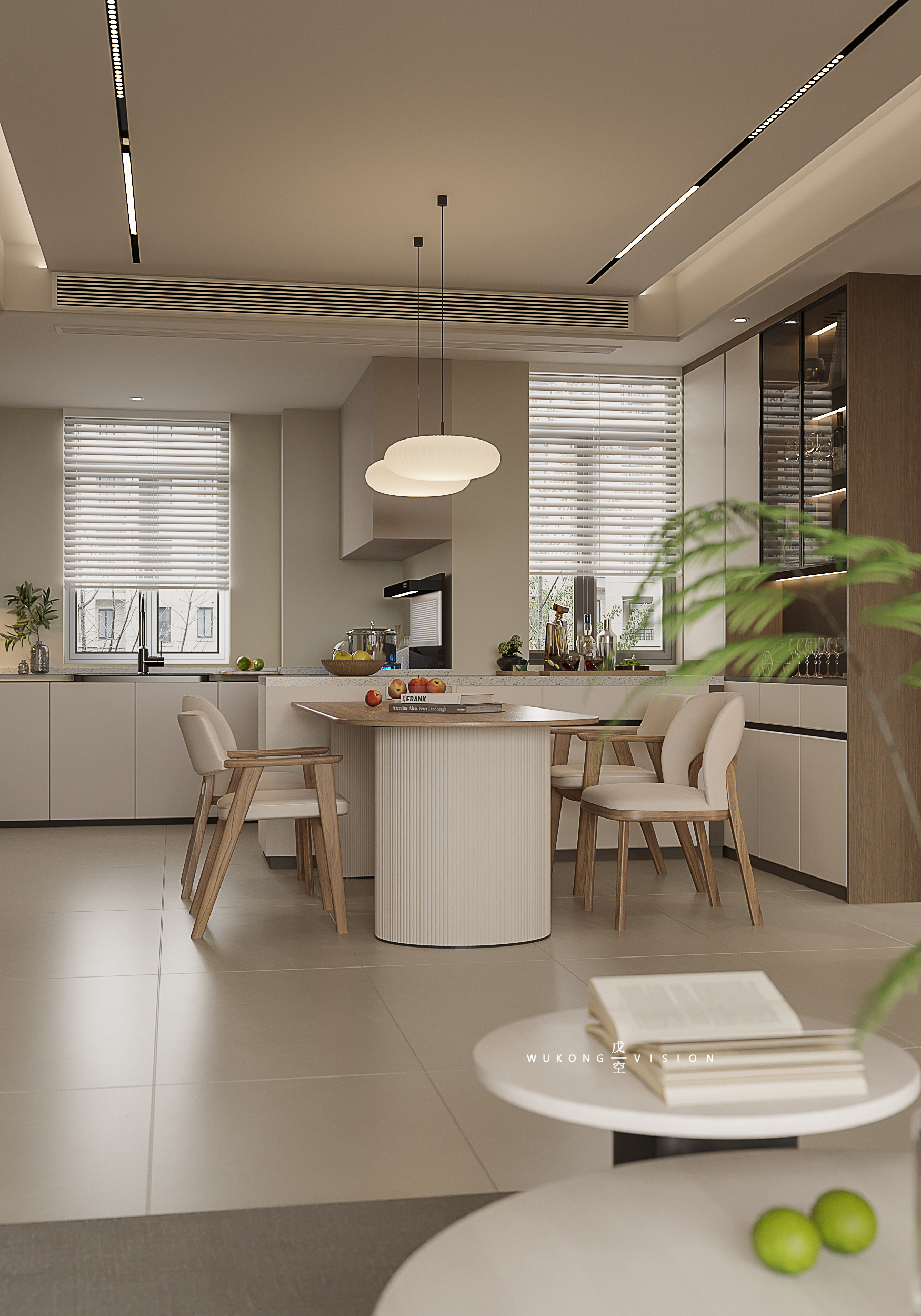 现代奶油风一戊空效果图-2