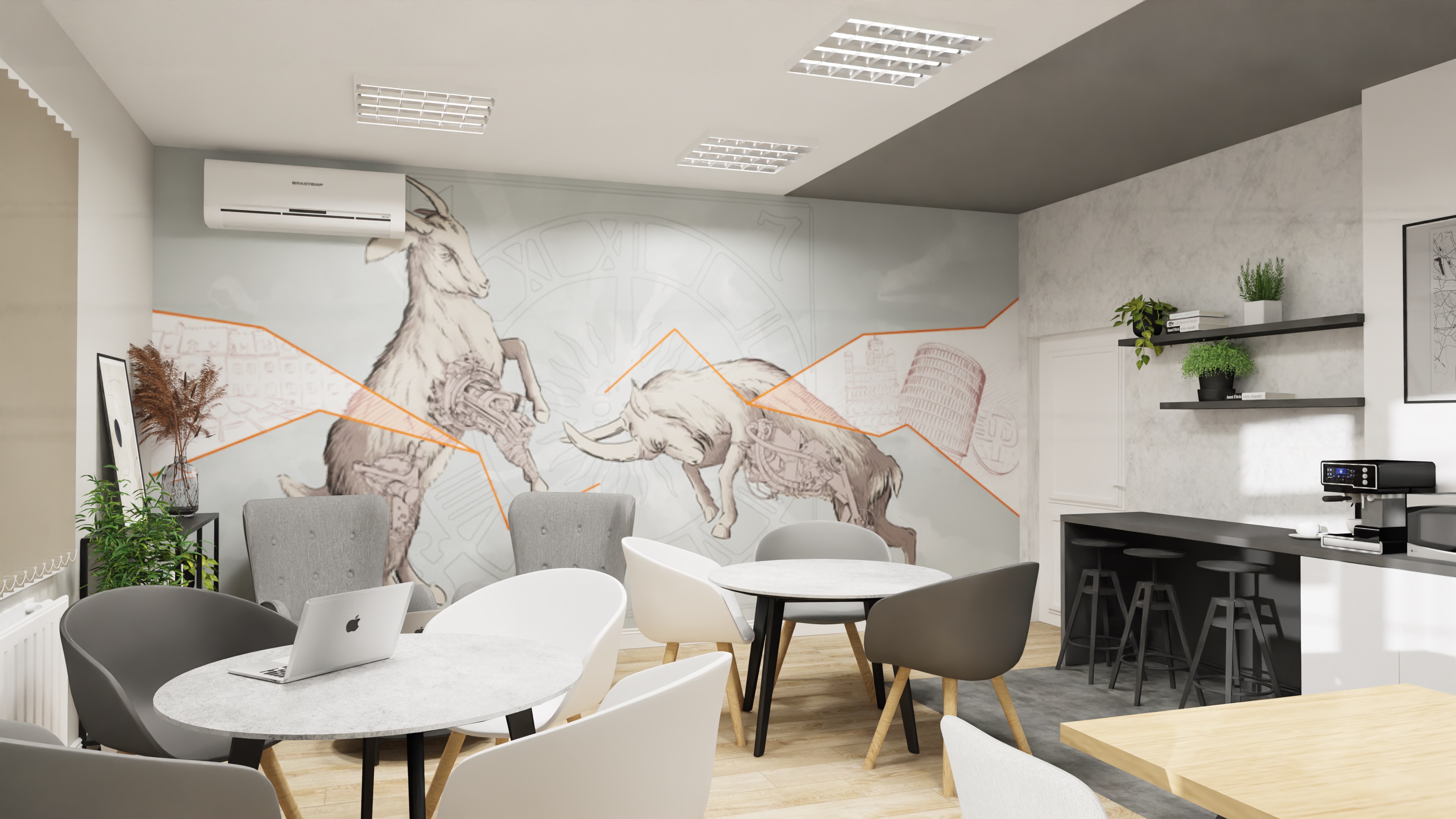 Projekt strefy jadalnianej i relaxu w biurze w Poznaniu-8