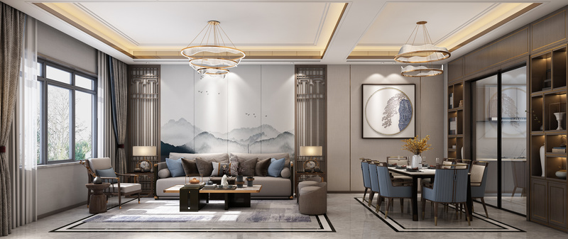 普罗理想国叠墅 | 现代融合中式，轻奢新中式空间-1