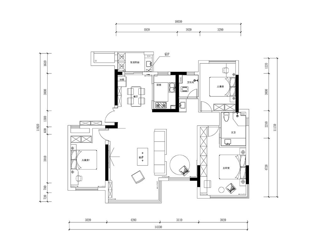 现代轻奢风四口之家设计-55