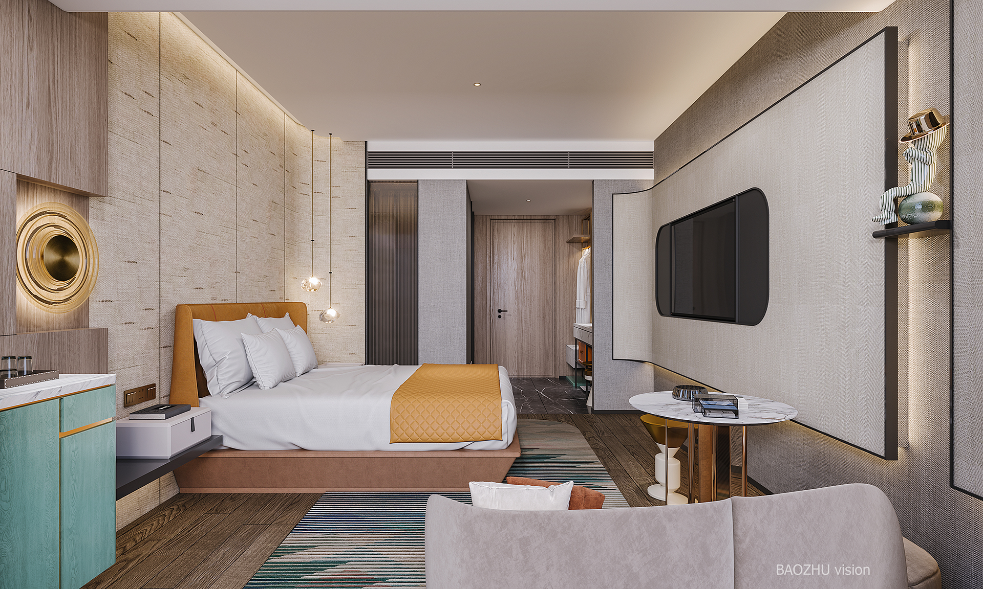 简约风格酒店大床房设计-2