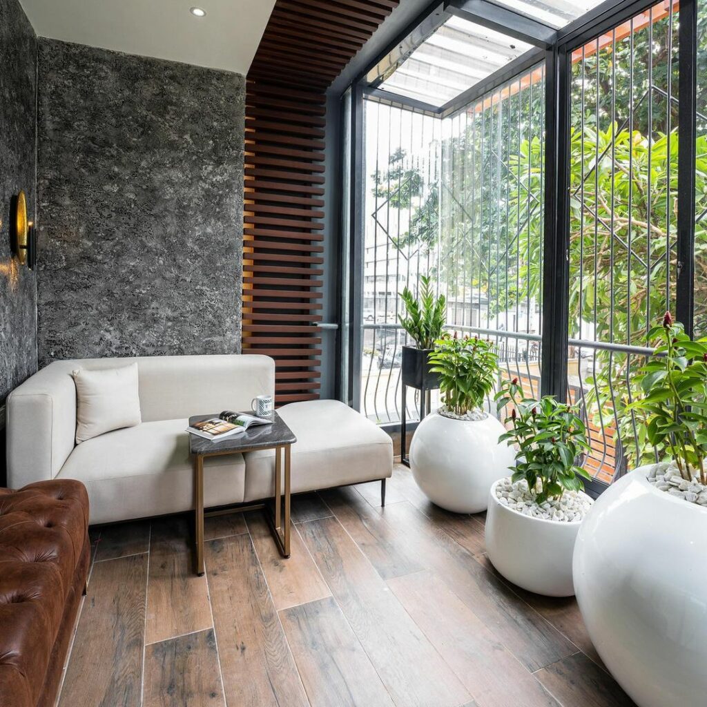 老阳台改当代半户外休闲区丨尼日利亚丨Teal Harmony-9