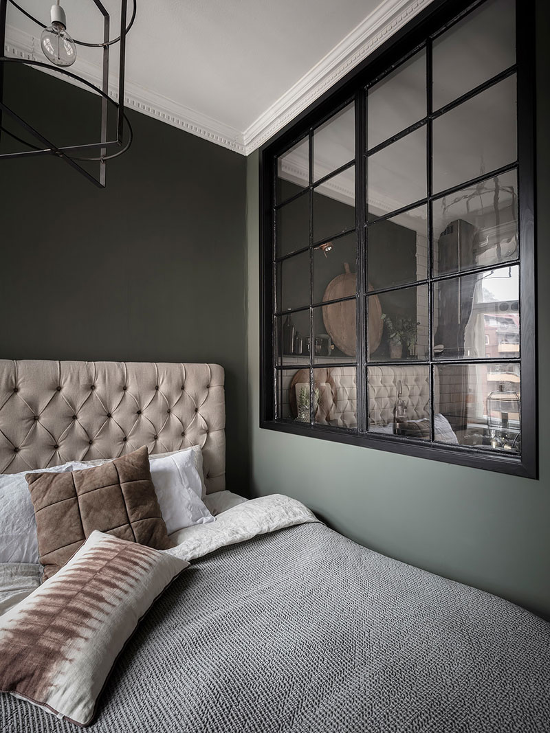 温馨灰褐，穿越式厨房与迷你卧室 | 哥德堡小公寓设计-14