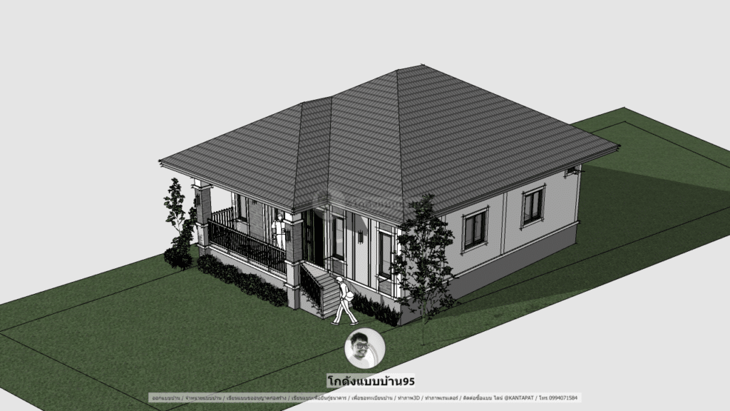 บ้านชั้นเดียวยกพื้นสูง P-2134 สไตล์บ้านปั้นหยา แบบบ้านสวย 100 ตร.ม.-19
