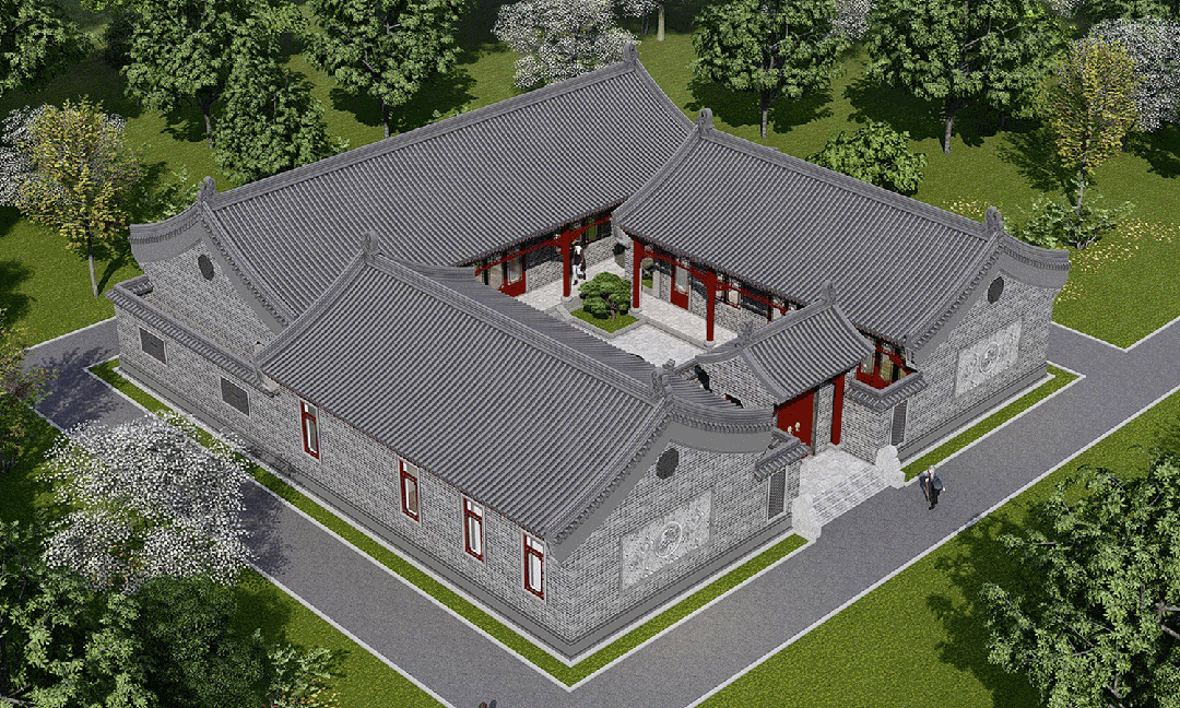 【设计师案例】土建参考造价60万,面宽22m×进深22m湖北枣阳一层中式三合院-1