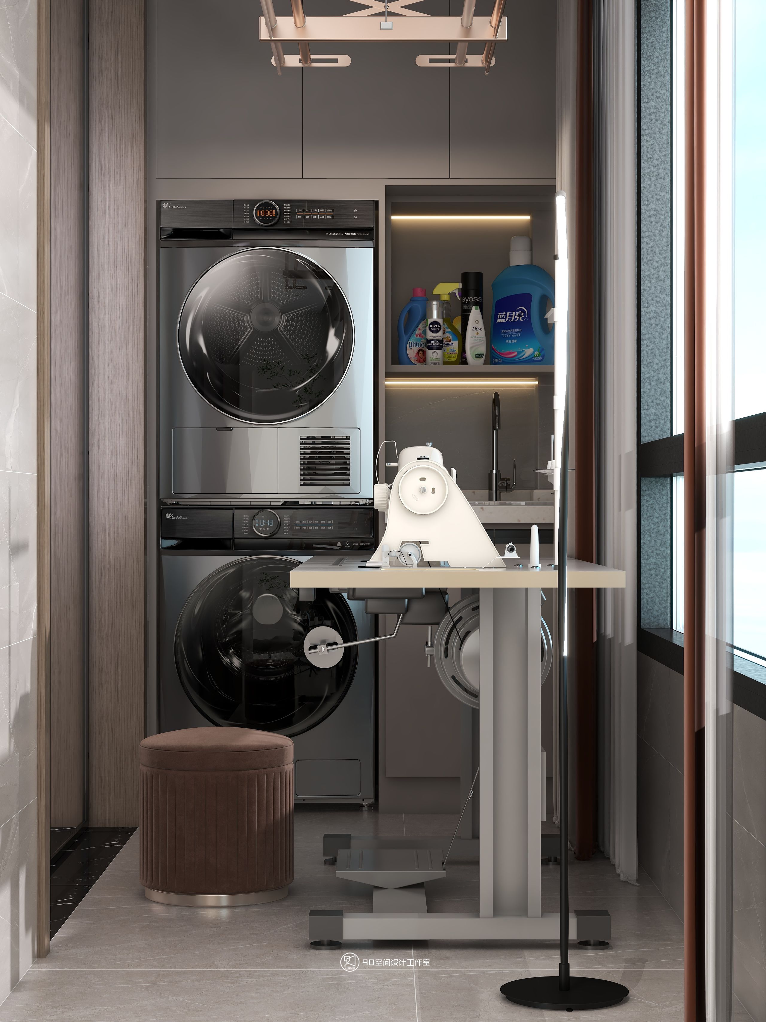 蒲公英现代风格住宅设计丨90 空间设计-19