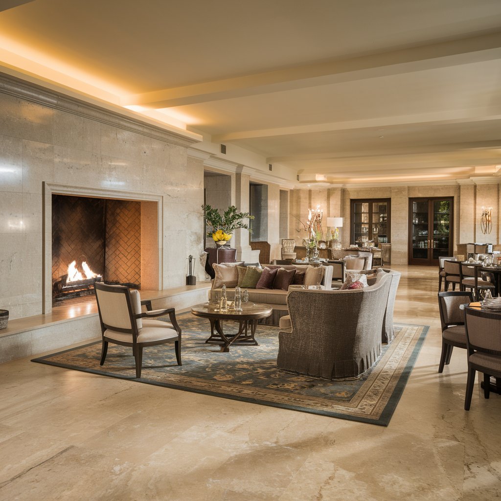 奢华米色与白色大理石餐厅设计-55