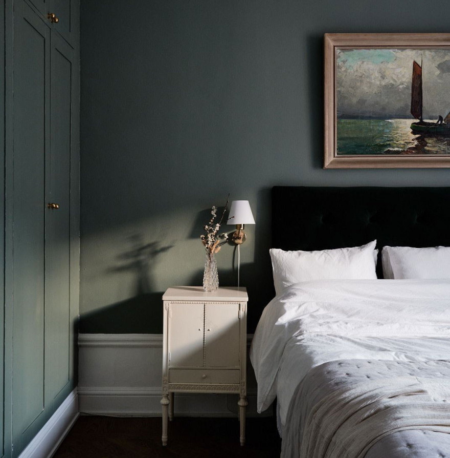 复古绿调斯德哥尔摩公寓设计-1