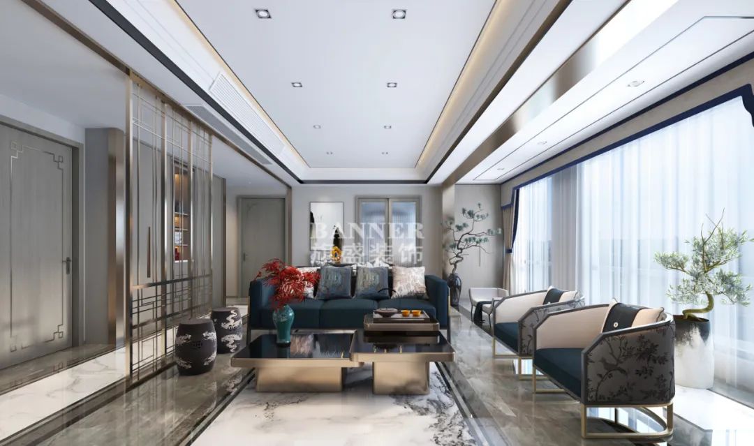 新中式轻奢风澜园平层设计，苏一打造四口之家舒适空间-30