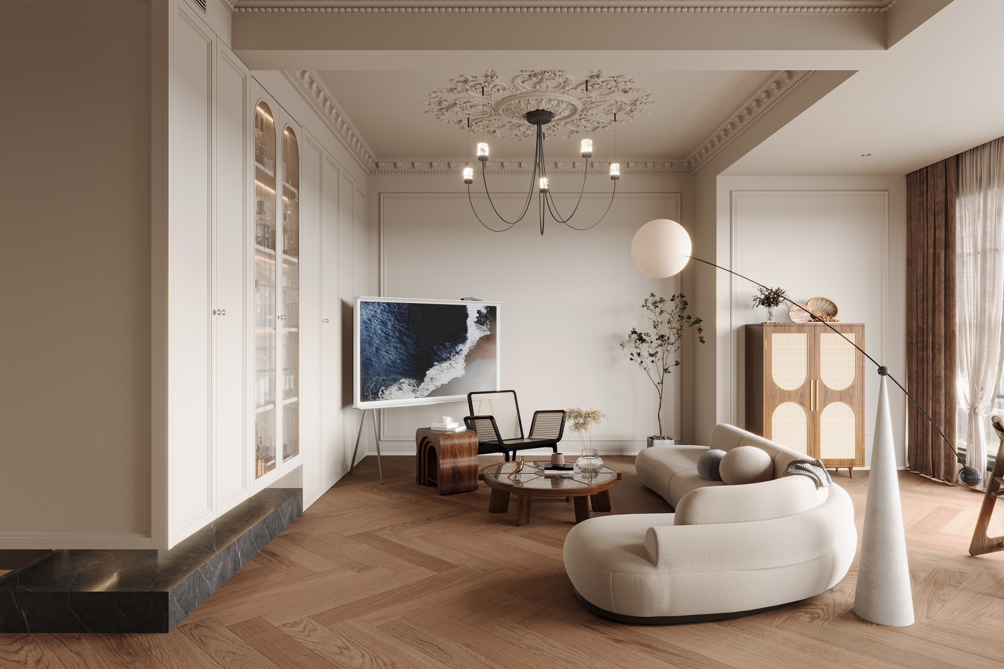 复古雕花 + 现代软装：优雅又松弛的混搭风家居-2