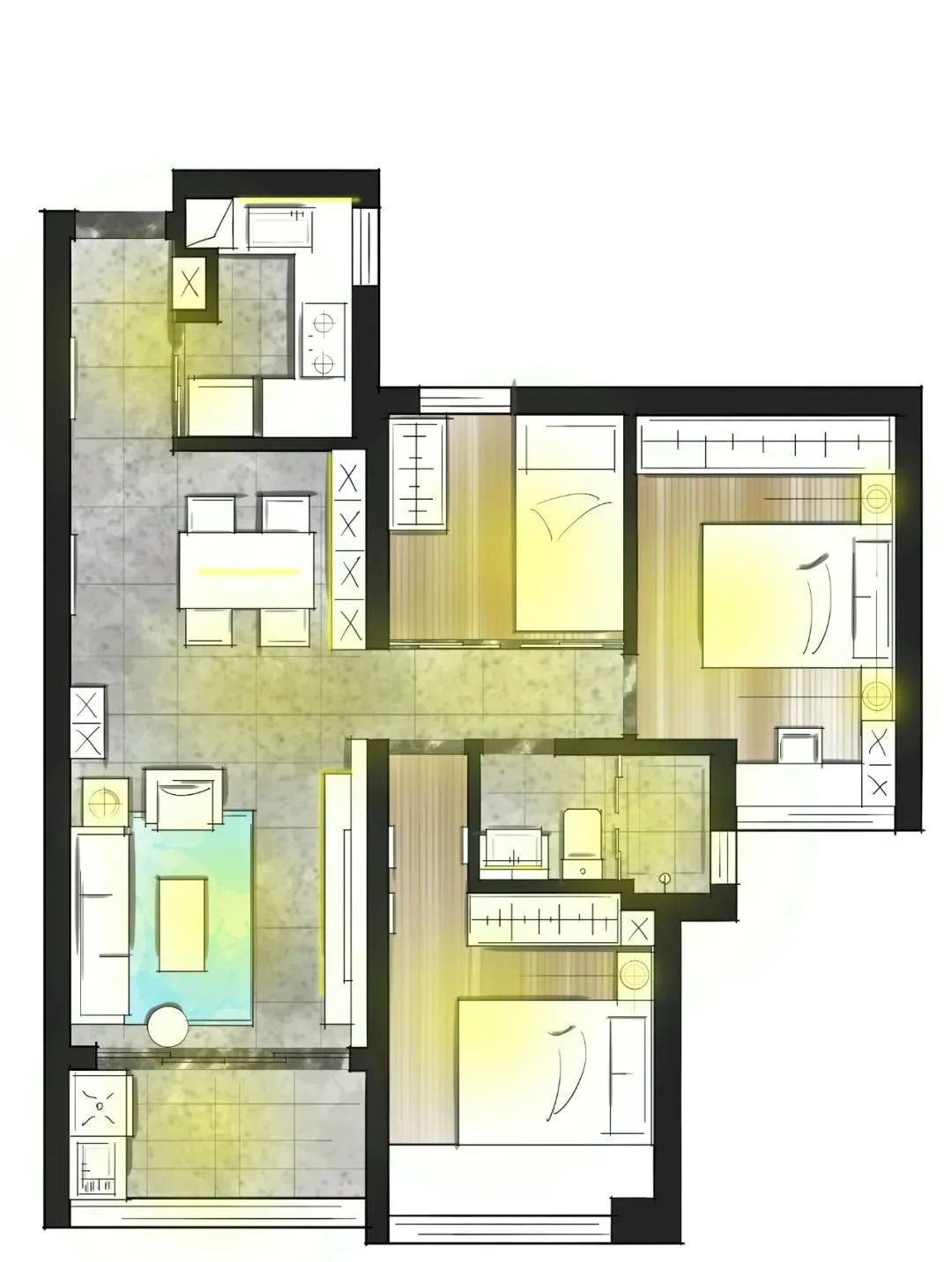 深圳联建·君钰府 78㎡轻奢黑白灰设计-12