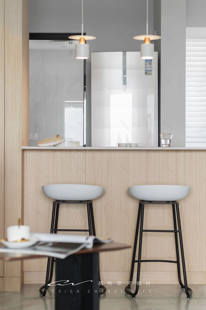 南山 110㎡简约之家,隐藏管线、吧台设计、一墙多用电视墙-14