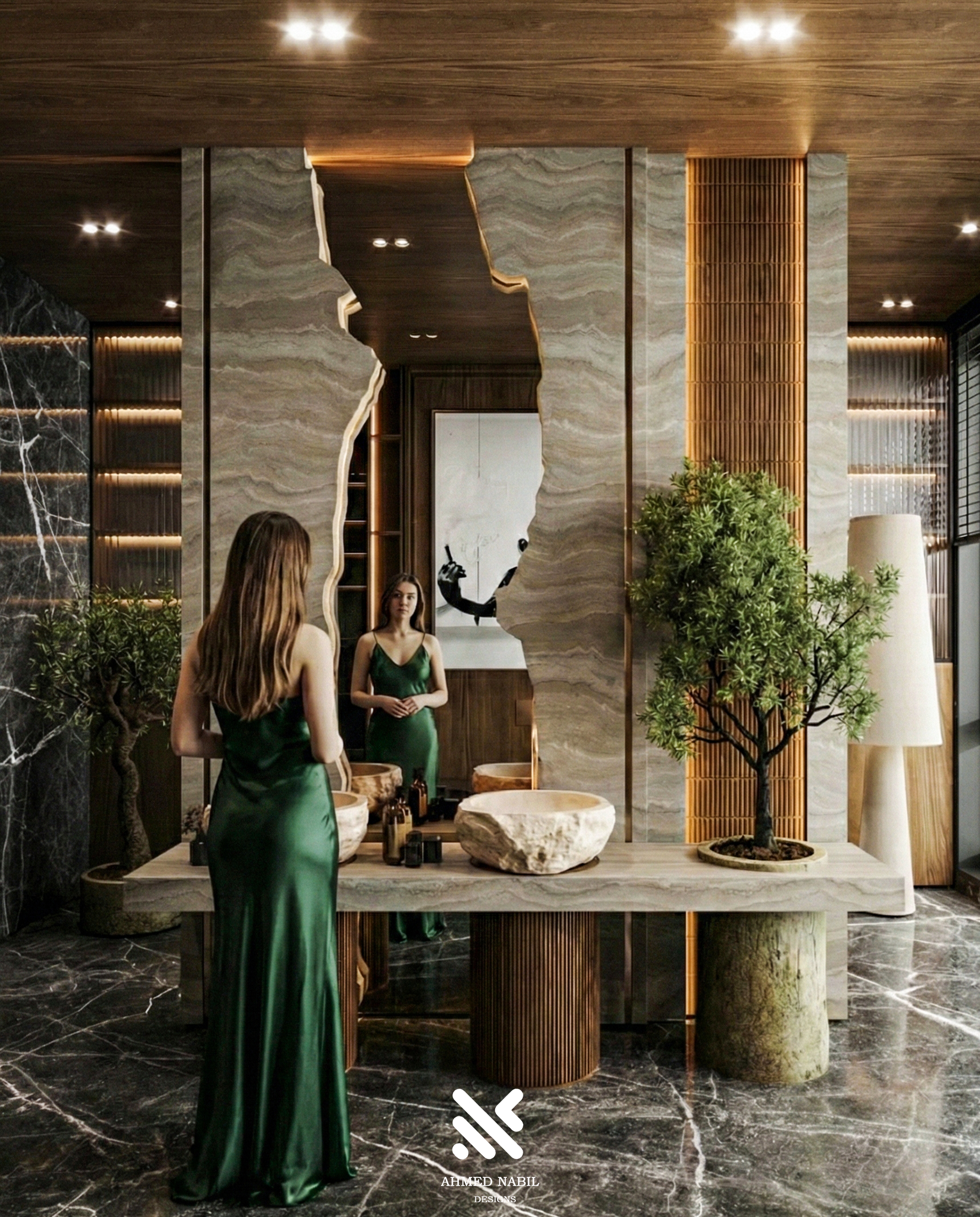 Nature Meets Stone | Contemporary Bathroom Concept-2