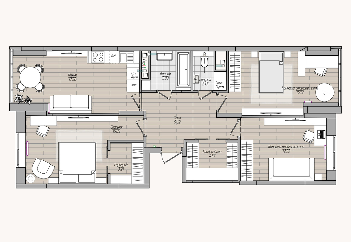 莫斯科新楼盘70平住宅室内设计丨俄罗斯莫斯科-14