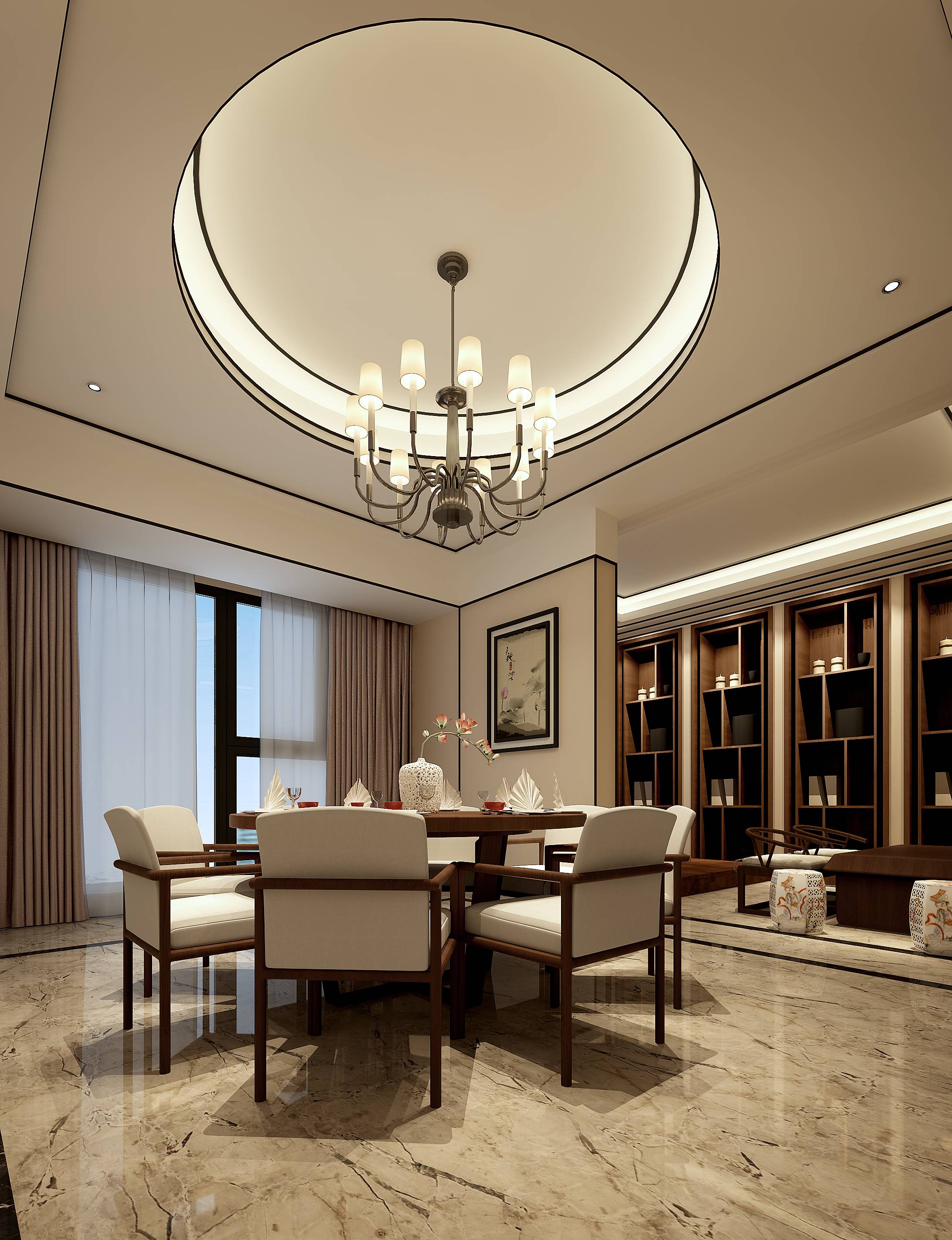 新中式 中式古典 奢华家装别墅样板房-14-14