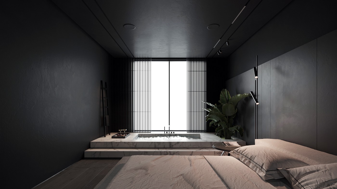 高级黑 极简别墅设计！-57