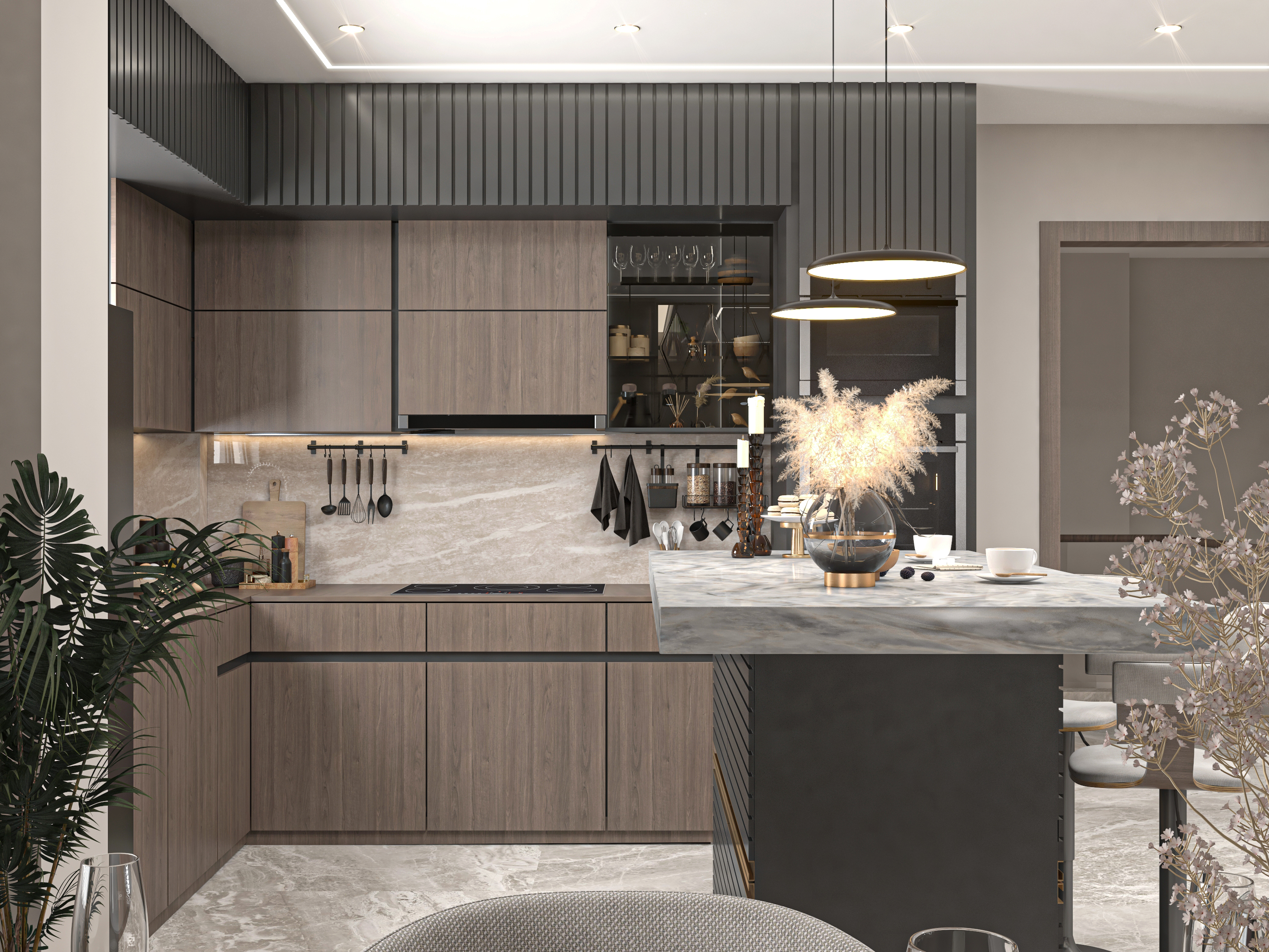 modern reception with small kitchen-8