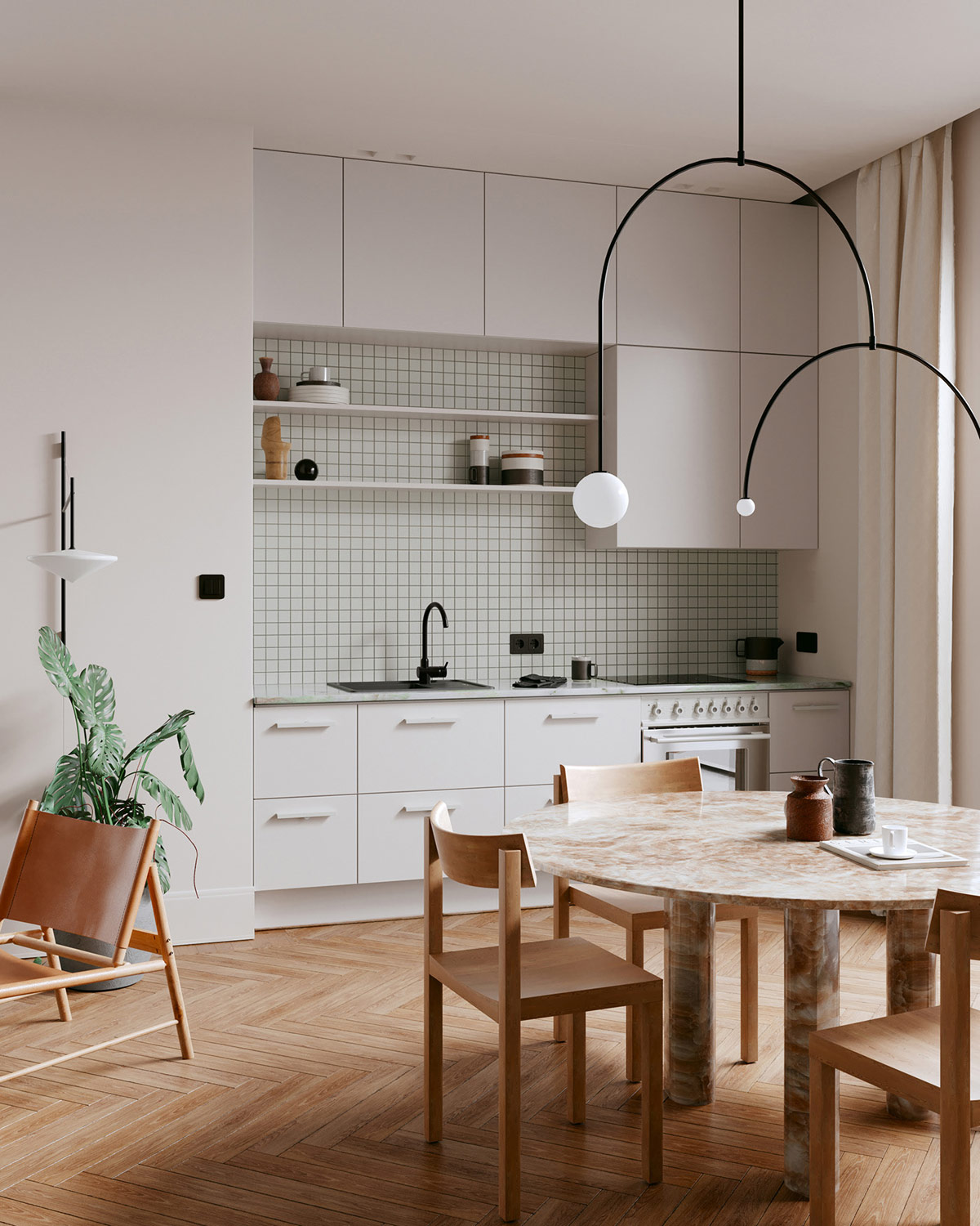 清新绿植 天然木纹 橙色系温暖住宅-7