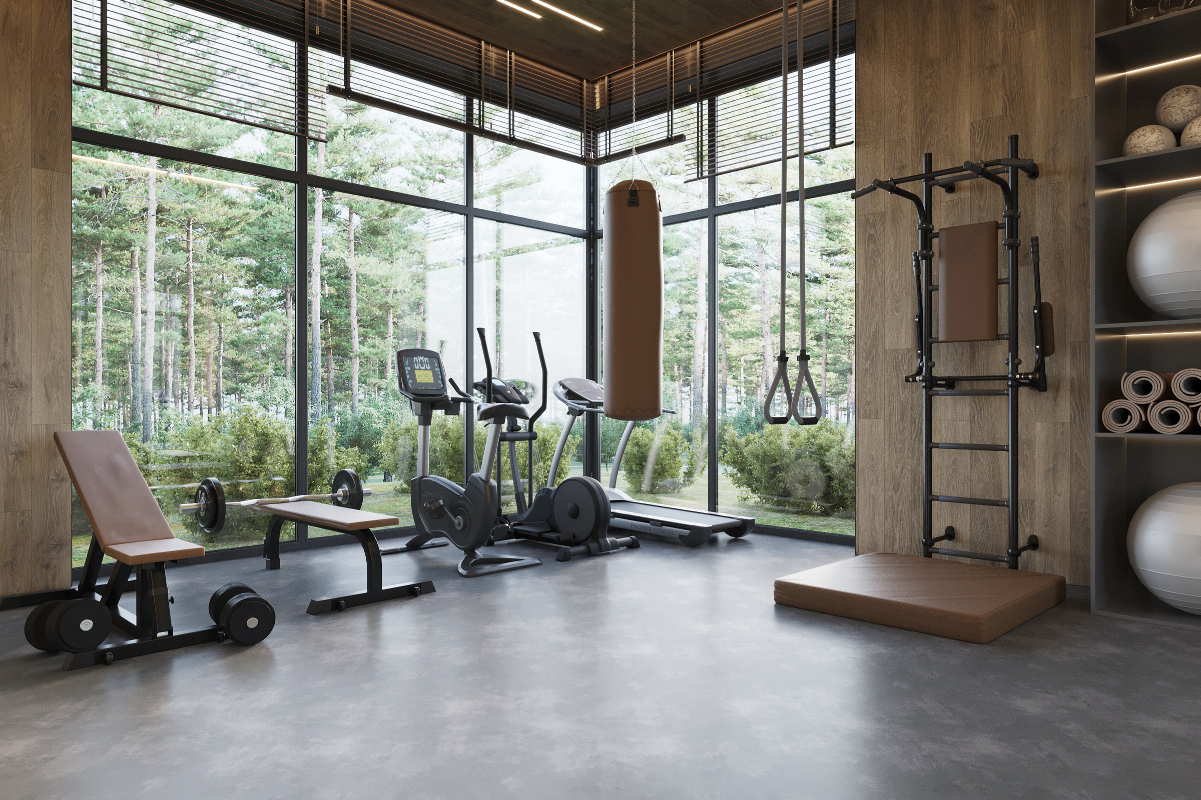 私人住宅家庭健身房设计丨Olesia Zapara-5