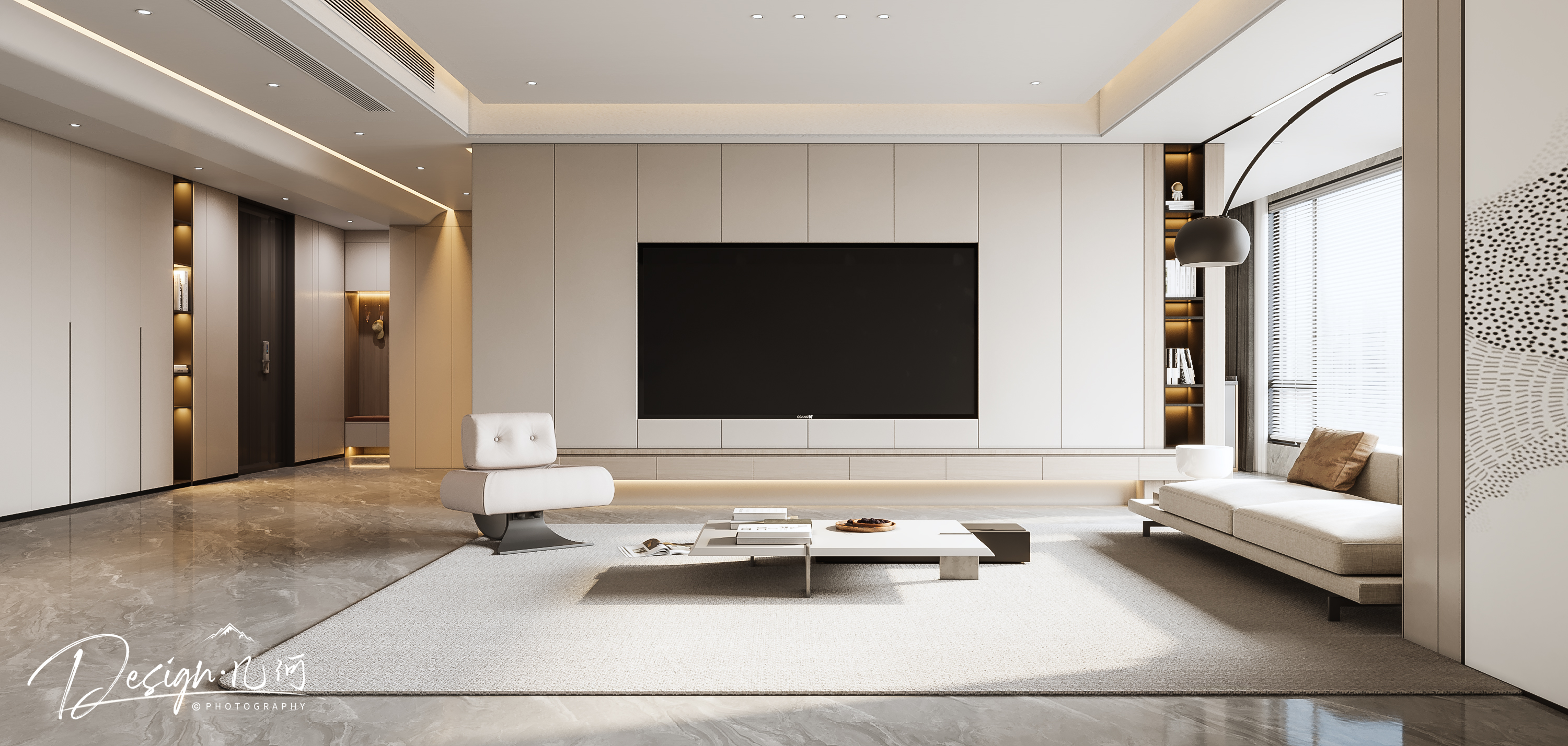 几何空间视觉表现 | 国建翠园现代奶油风客餐厅-6