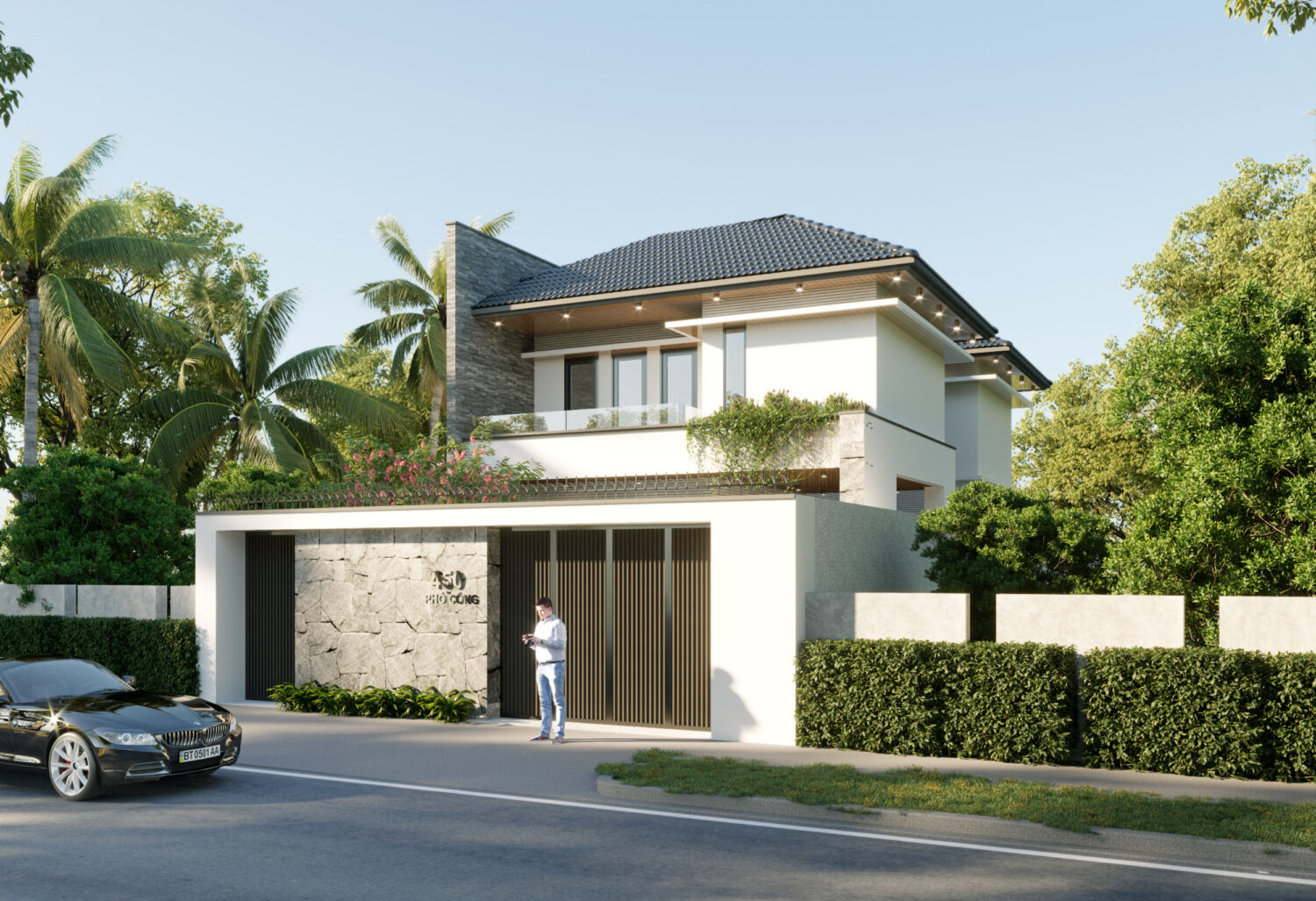 7484. Free Sketchup Villa Exterior Model Download-2