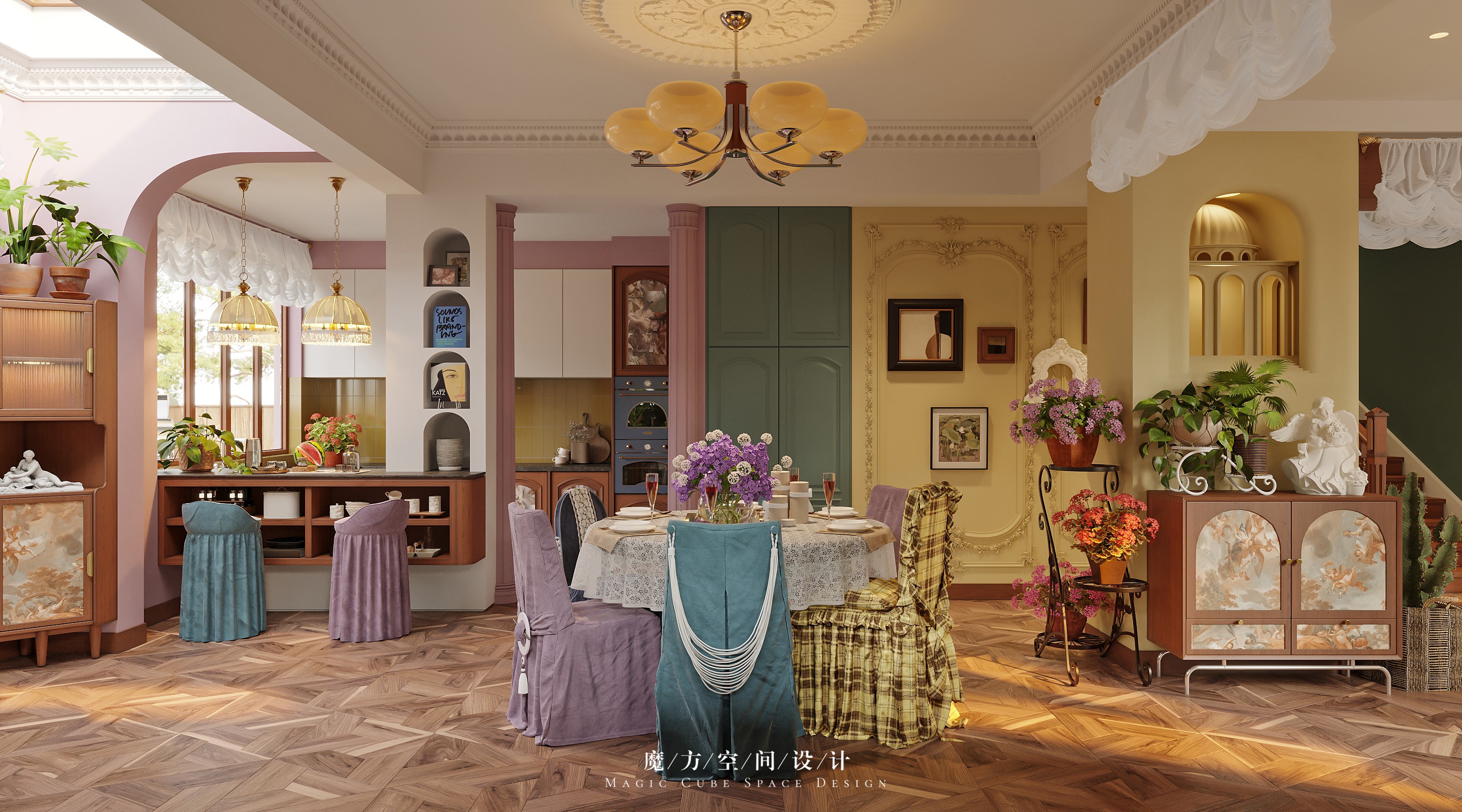 大连•法式复古别墅设计丨中国大连丨魔方空间设计-44