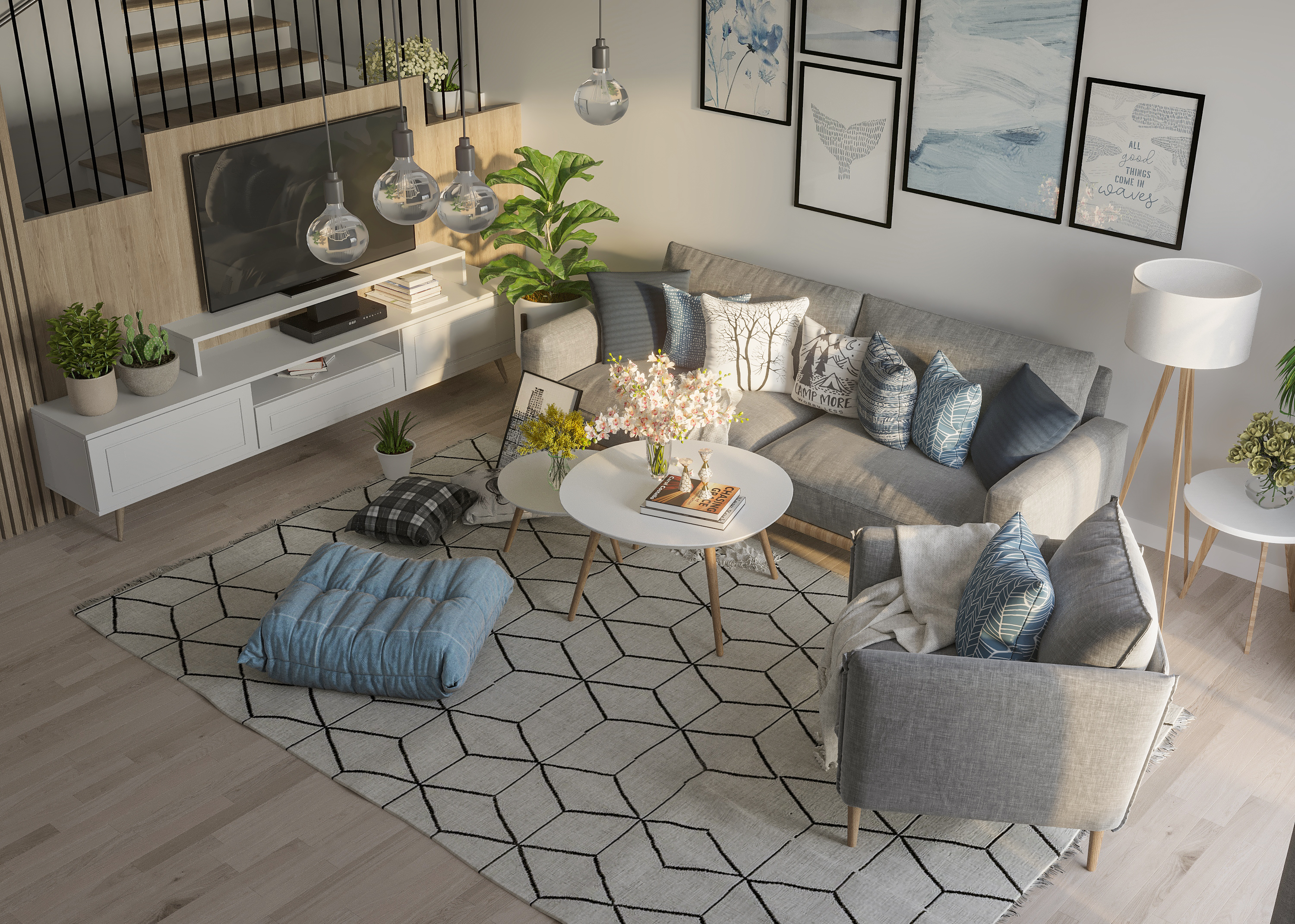 Scandinavian Living Room, Corridor & Stairs-1