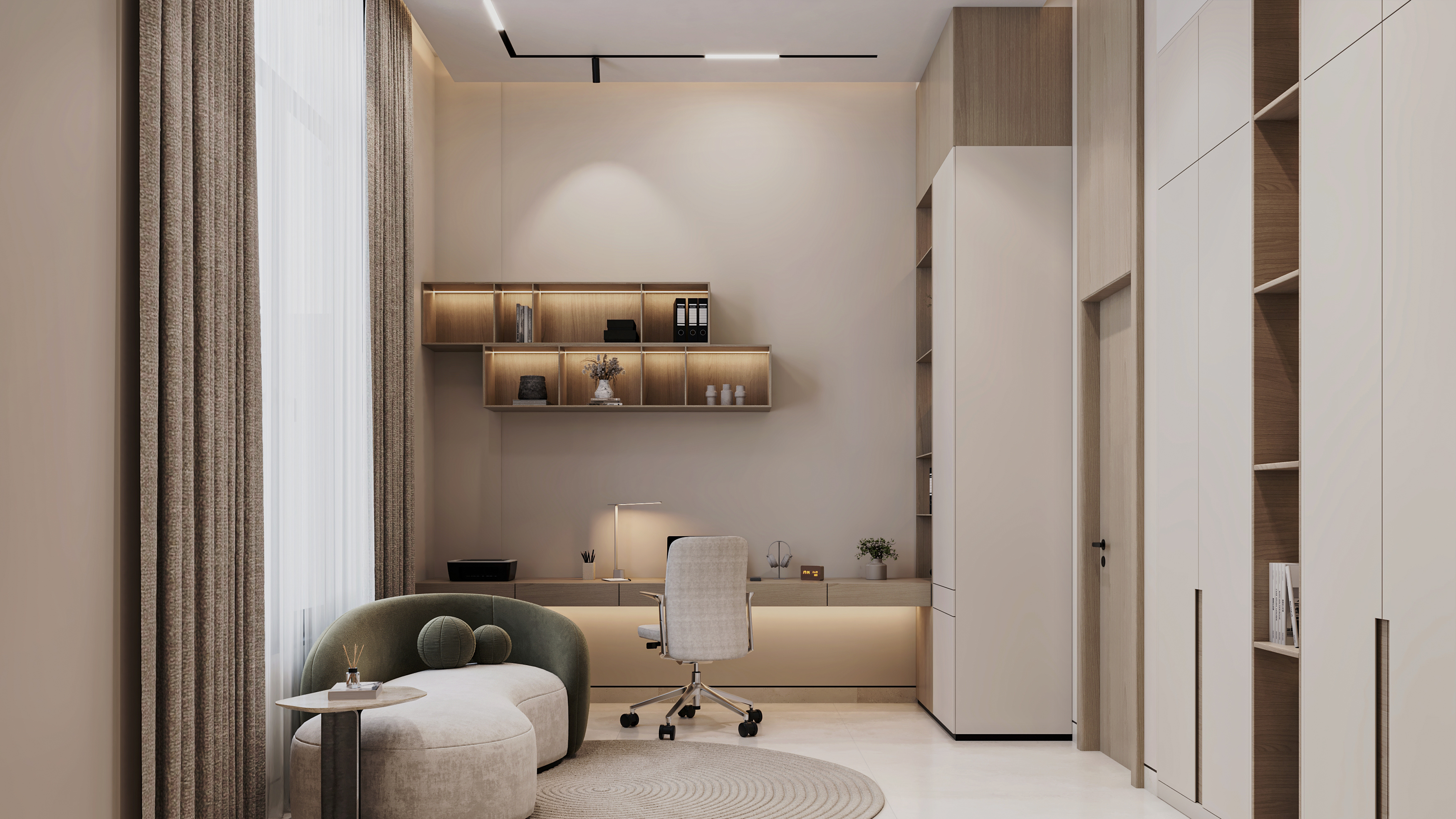 现代办公场所

注：office常见释义为办公室、办公场所 ，这里结合 for work 理解为用于工作的办公场所更合适 丨阿联酋丨Archpix Engineering Consultants-5