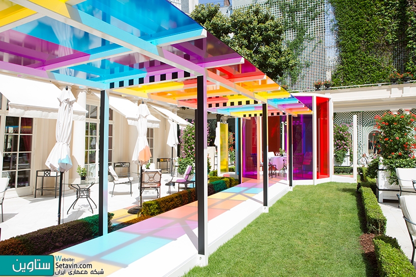 巴黎le bristol酒店花园彩色景观设计丨法国巴黎丨法国建筑师daniel buren-2