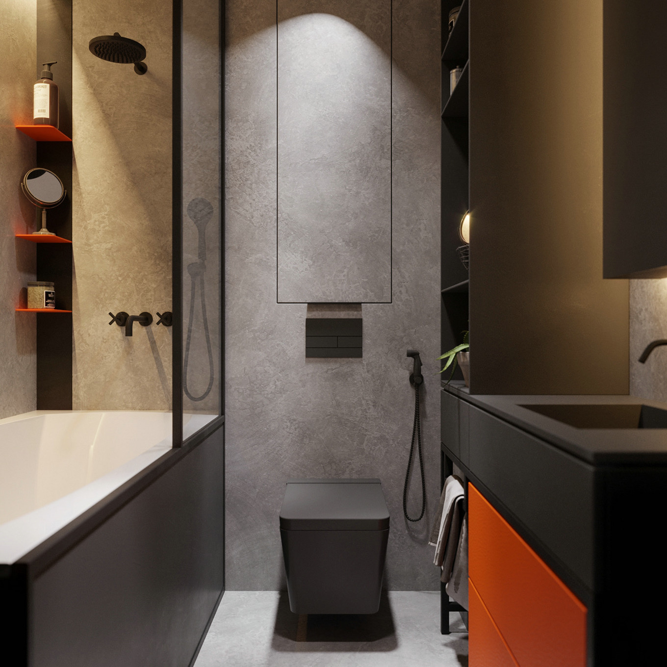 橙蓝双色打造惊艳空间，专业点评设计亮点-15