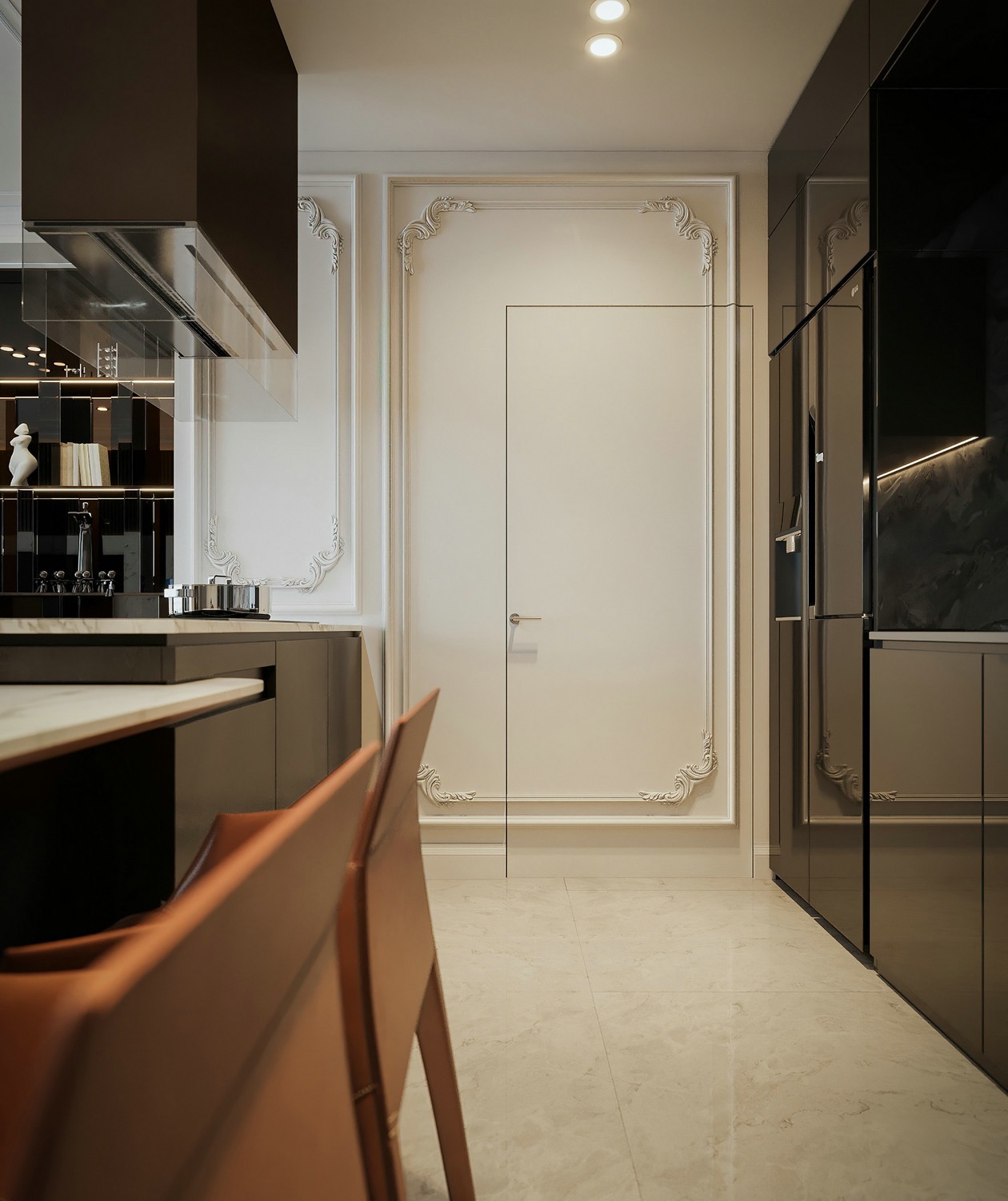 90㎡高级黑+橘色+简欧元素 质感的升华！-14