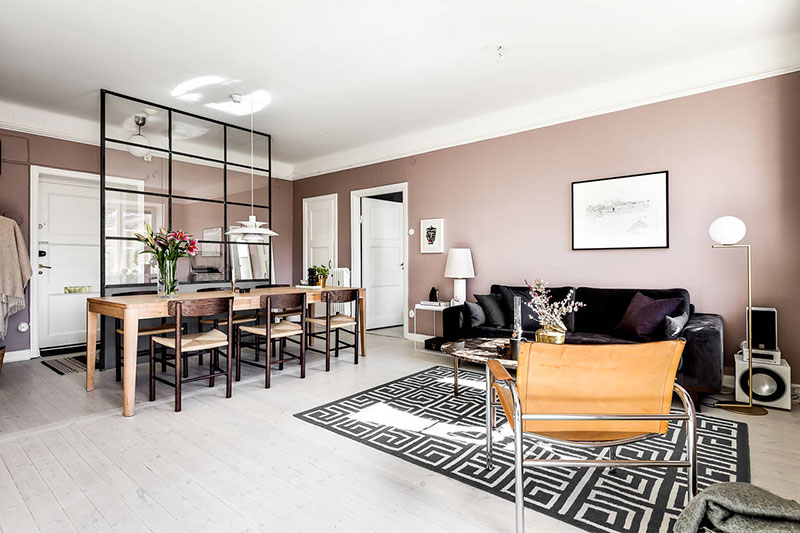 斯堪的纳维亚风情的 salmon 色小公寓-3