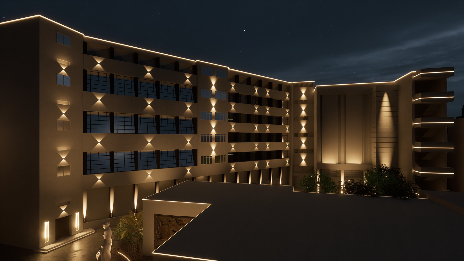 学院建筑外立面照明设计-9