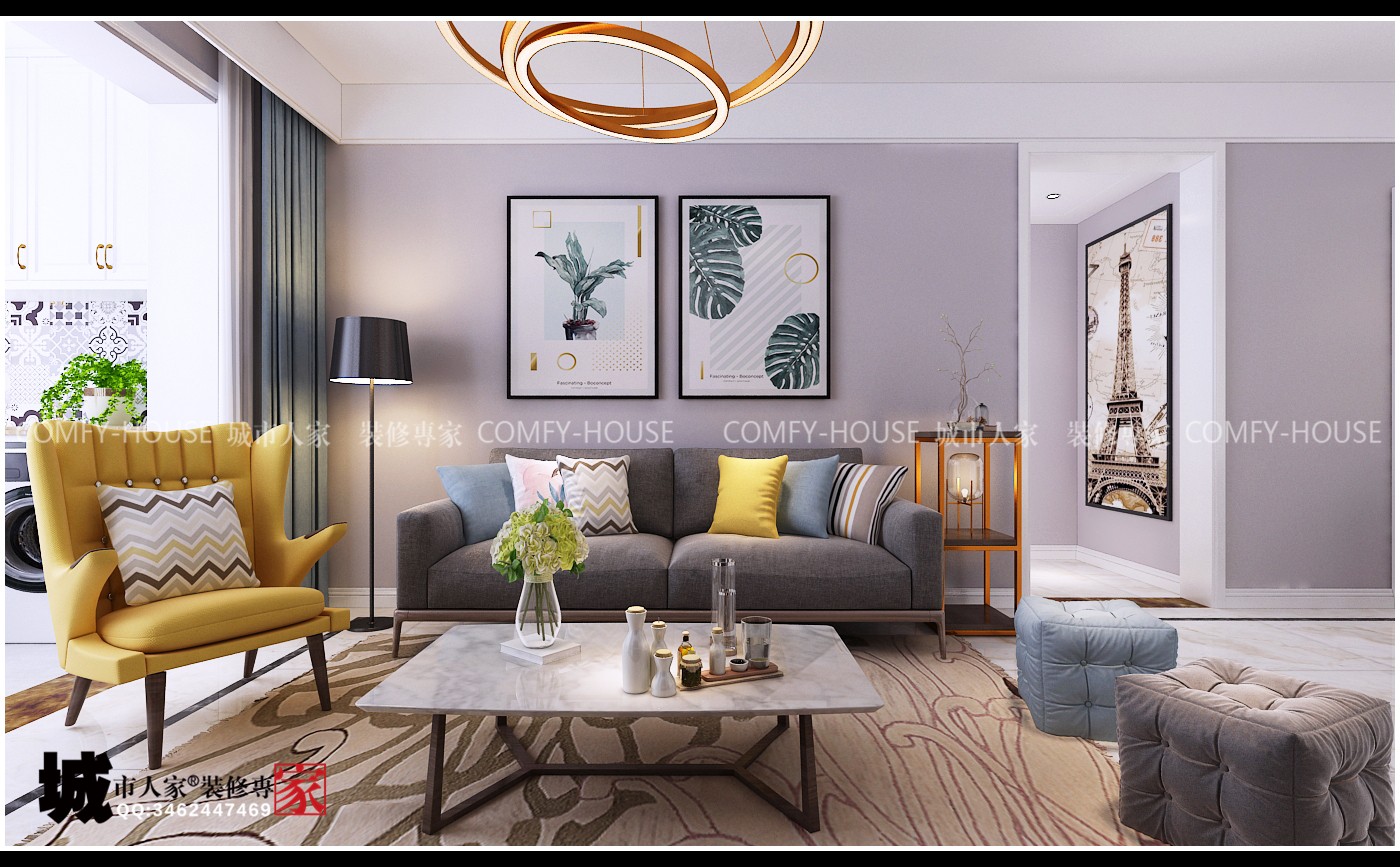 中国MALL(百步亭)两室两厅90平北欧风格装修-5