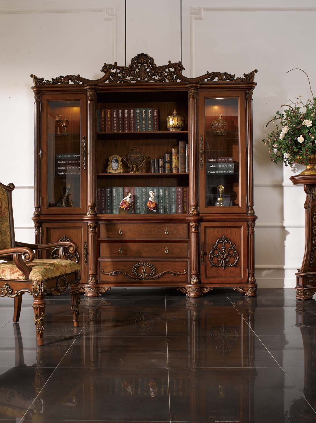 高清古典美式风格 卧室客厅餐厅书房家具场景图片素材-28