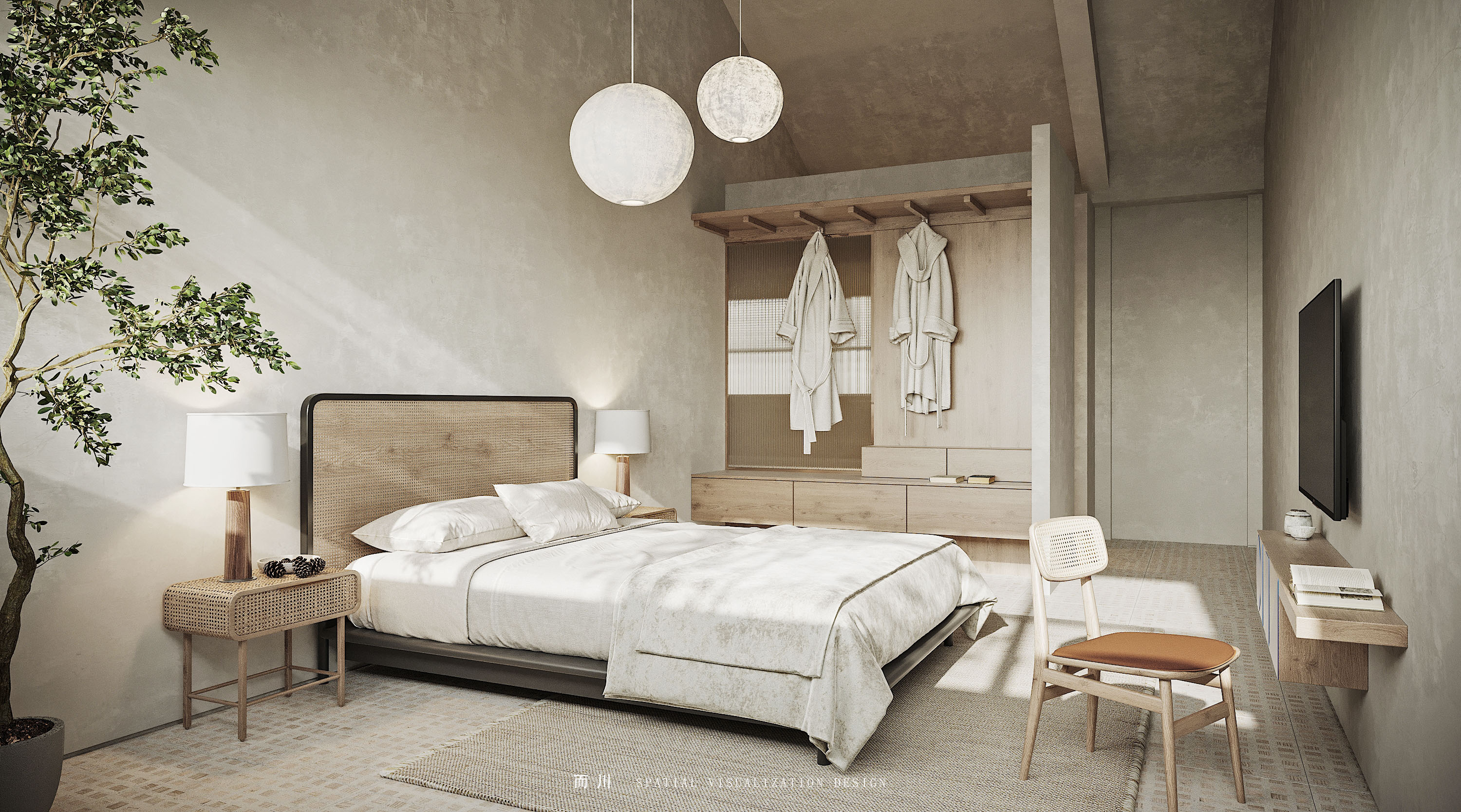 自然之美,侘寂民宿设计丨而川空间可视化工作室-4