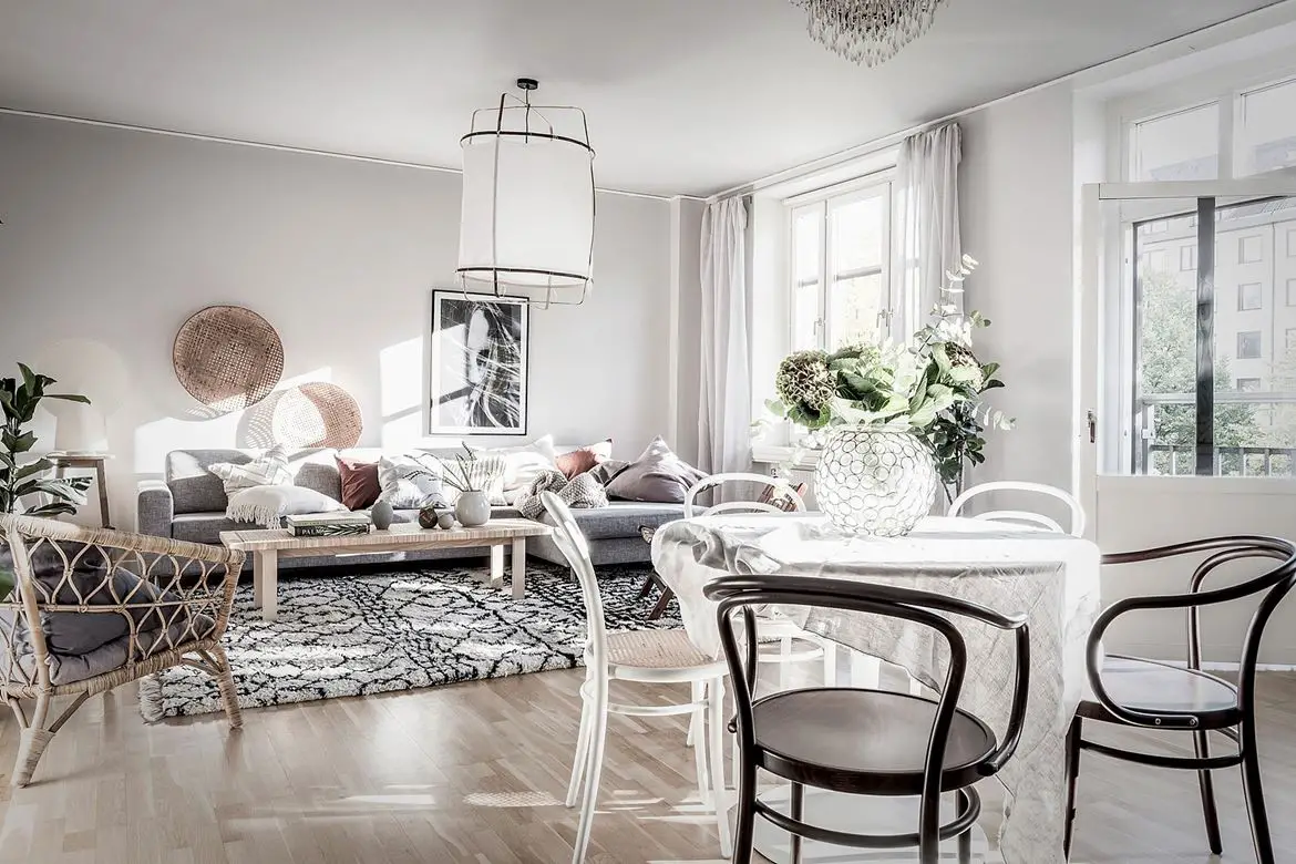 瑞典 113 平米中性色调家庭公寓-1