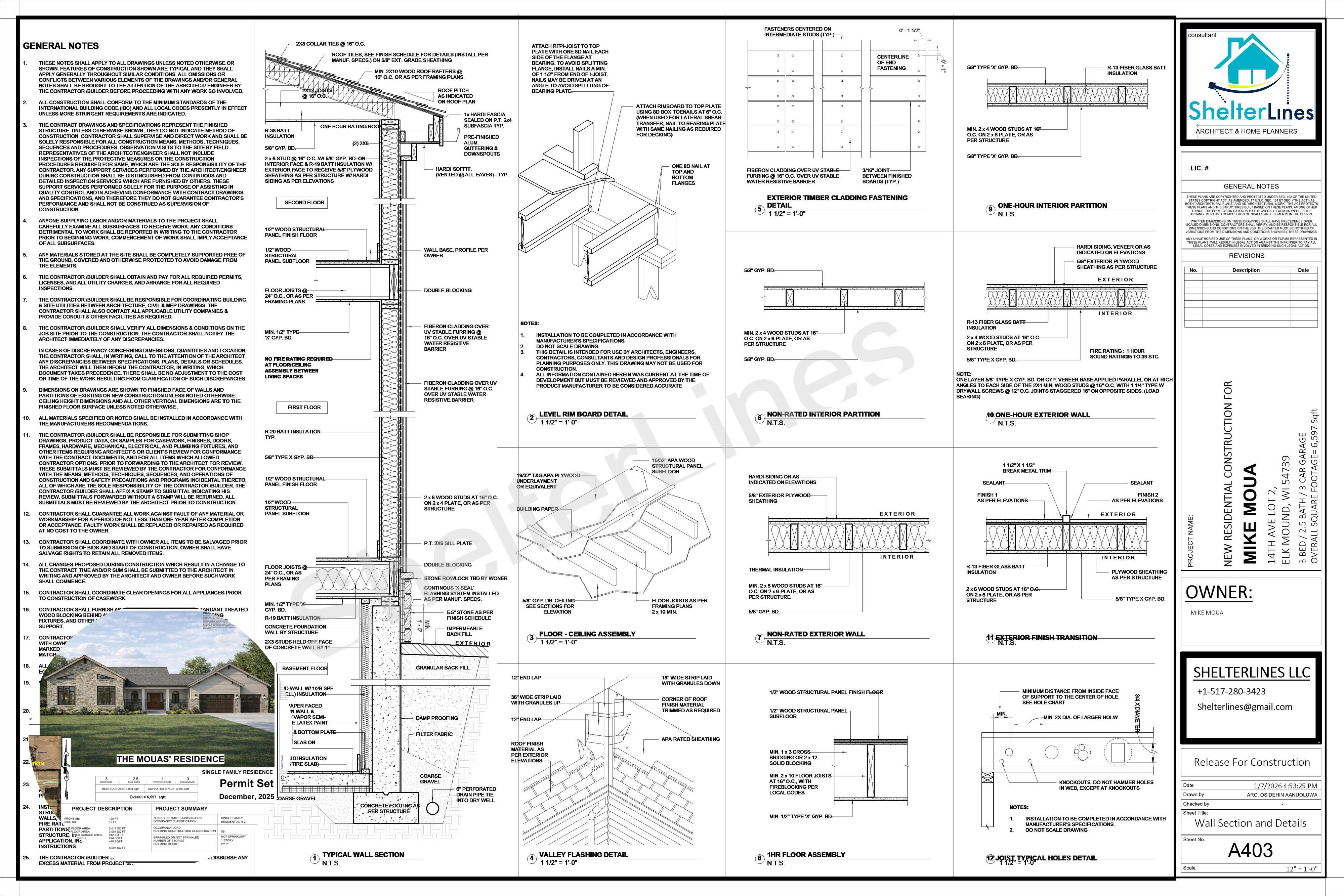 PERMIT PLAN FOR 6,500 SQFT CUSTOM HOME, ELK MOUND, WI-8