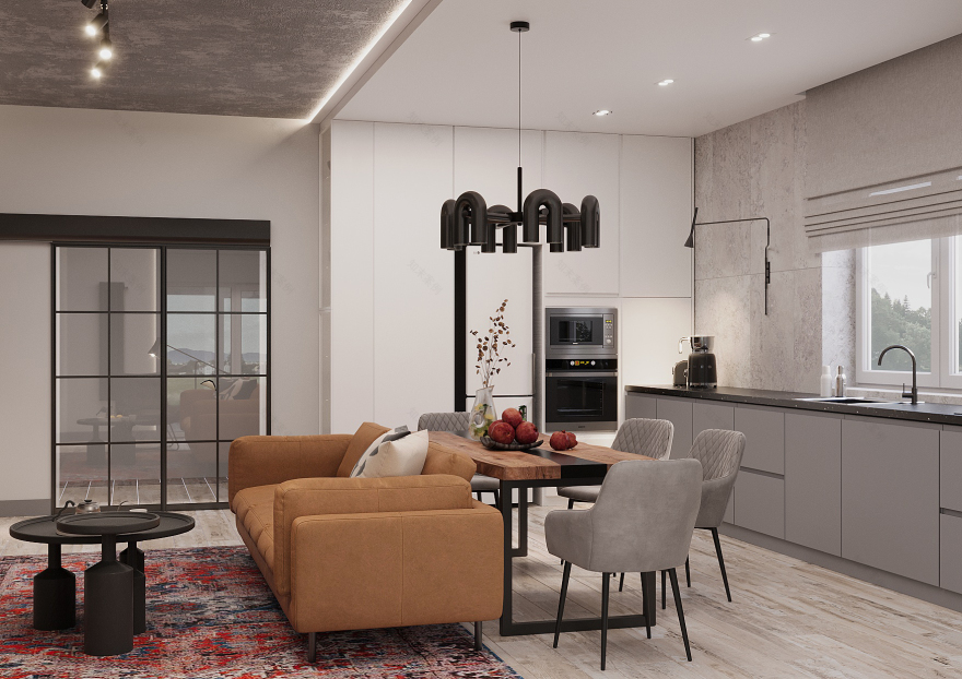 厨房 客厅设计项目丨俄罗斯奥伦堡丨DALI装饰材料与设计展厅-5