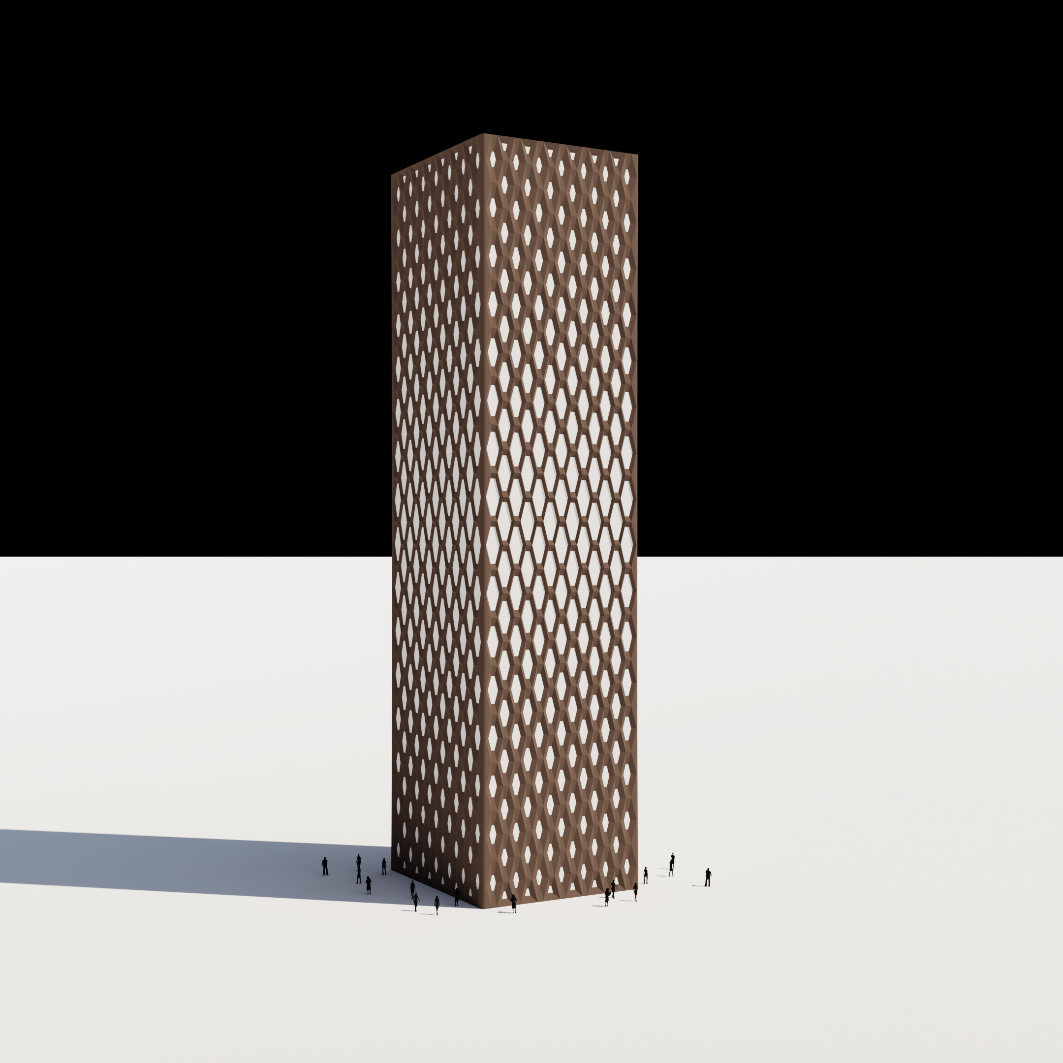 Hexagon Pattern Facade Tower Rhino Grasshopper-11