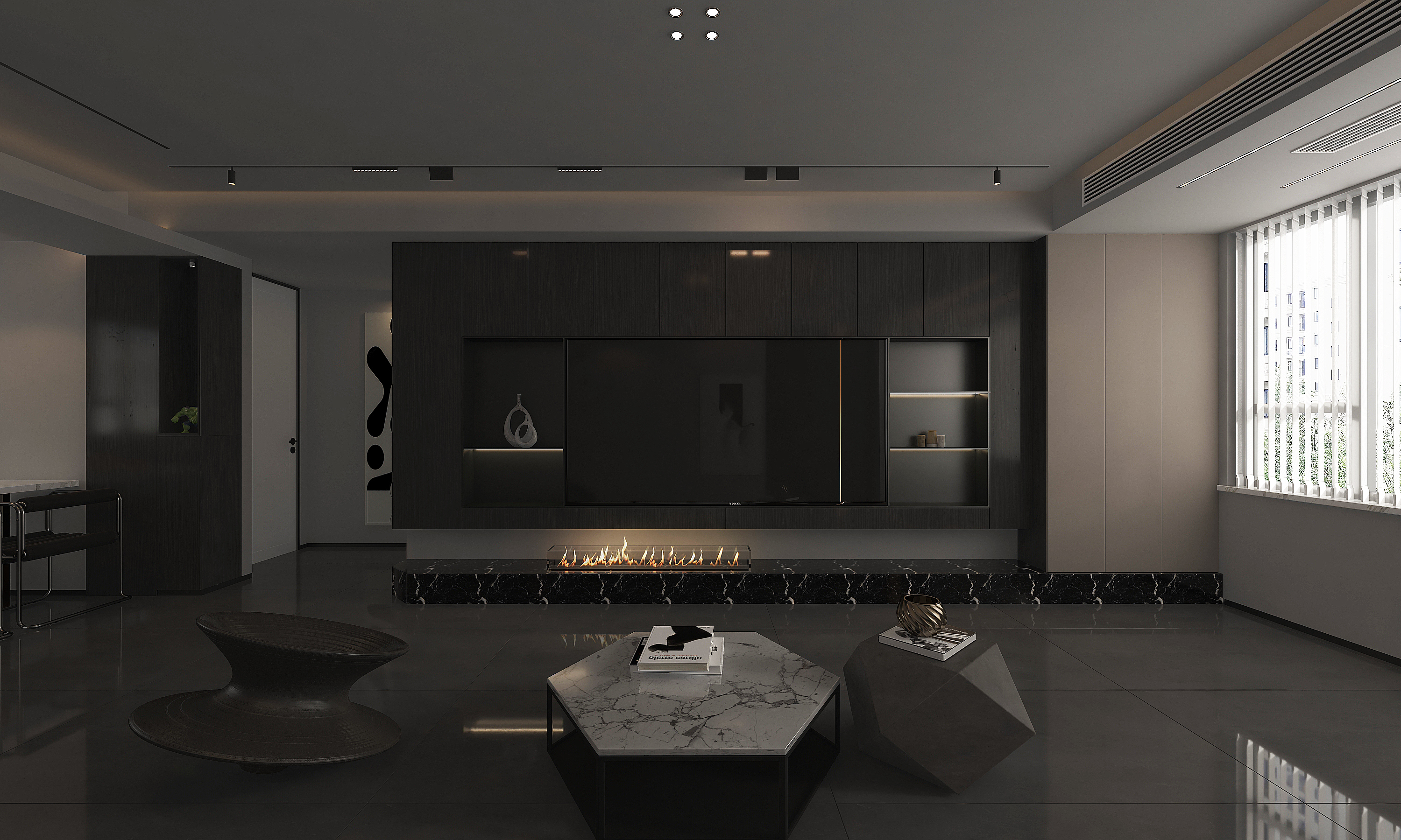 小镇案例//现代简约暗黑系空间-8