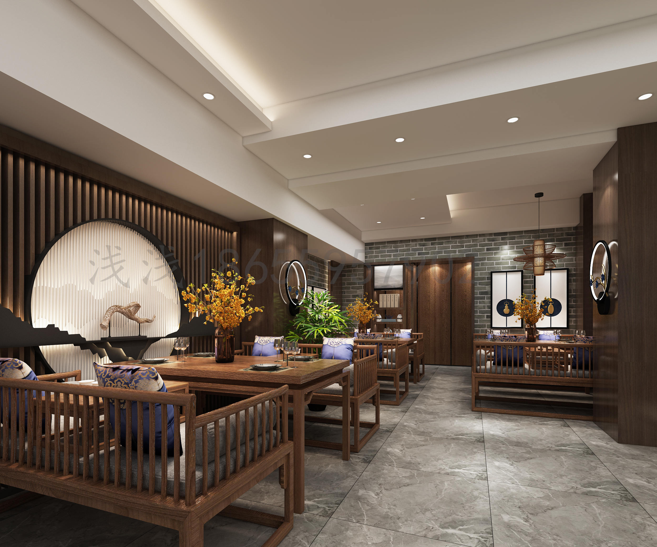 中式美学餐饮空间设计，低调方显奢华！-7